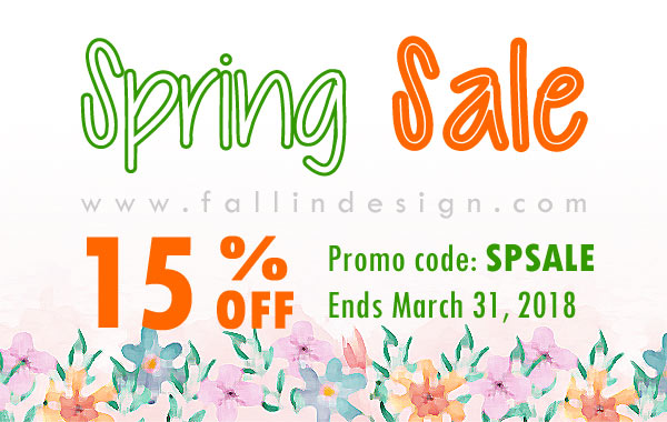 fallindesign spring sale 15% off